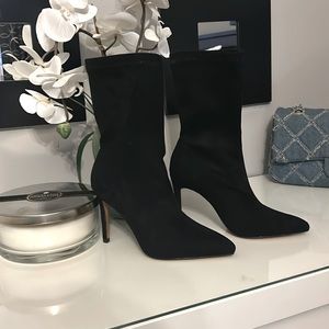 Black suede ankle booties (sock boots)